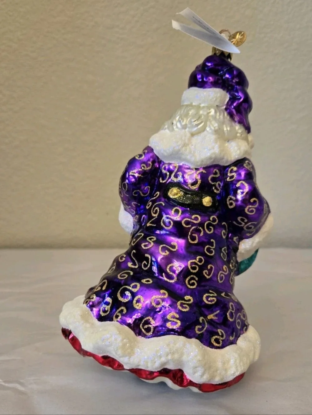 Vintage Christopher Radko Yorkshire Nicholas Ornament 8.5 Tall Purple Robe Santa